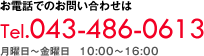 お電話でのお問い合わせは 043-486-0613